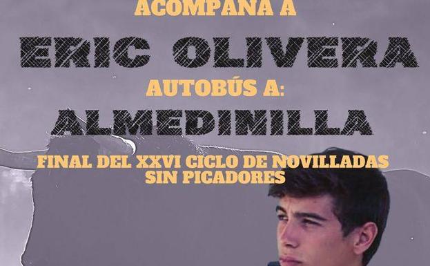 El Ayuntamiento fleta un autobús para asistir con Eric Olivera a la final del Certamen de Novilladas