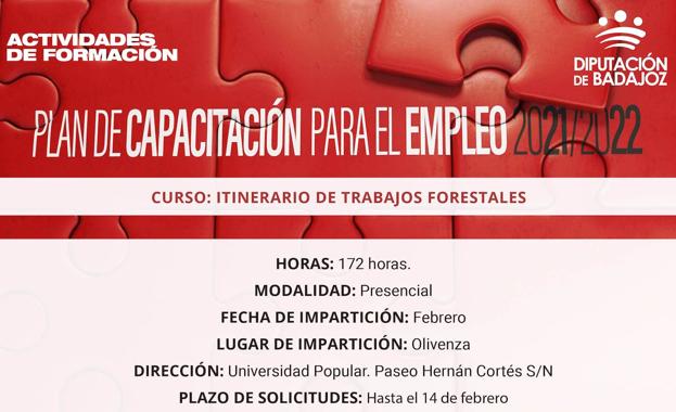 Los vecinos de la localidad podrán realizar la acción formativa de 'Itinerarios de trabajos forestales' en Olivenza