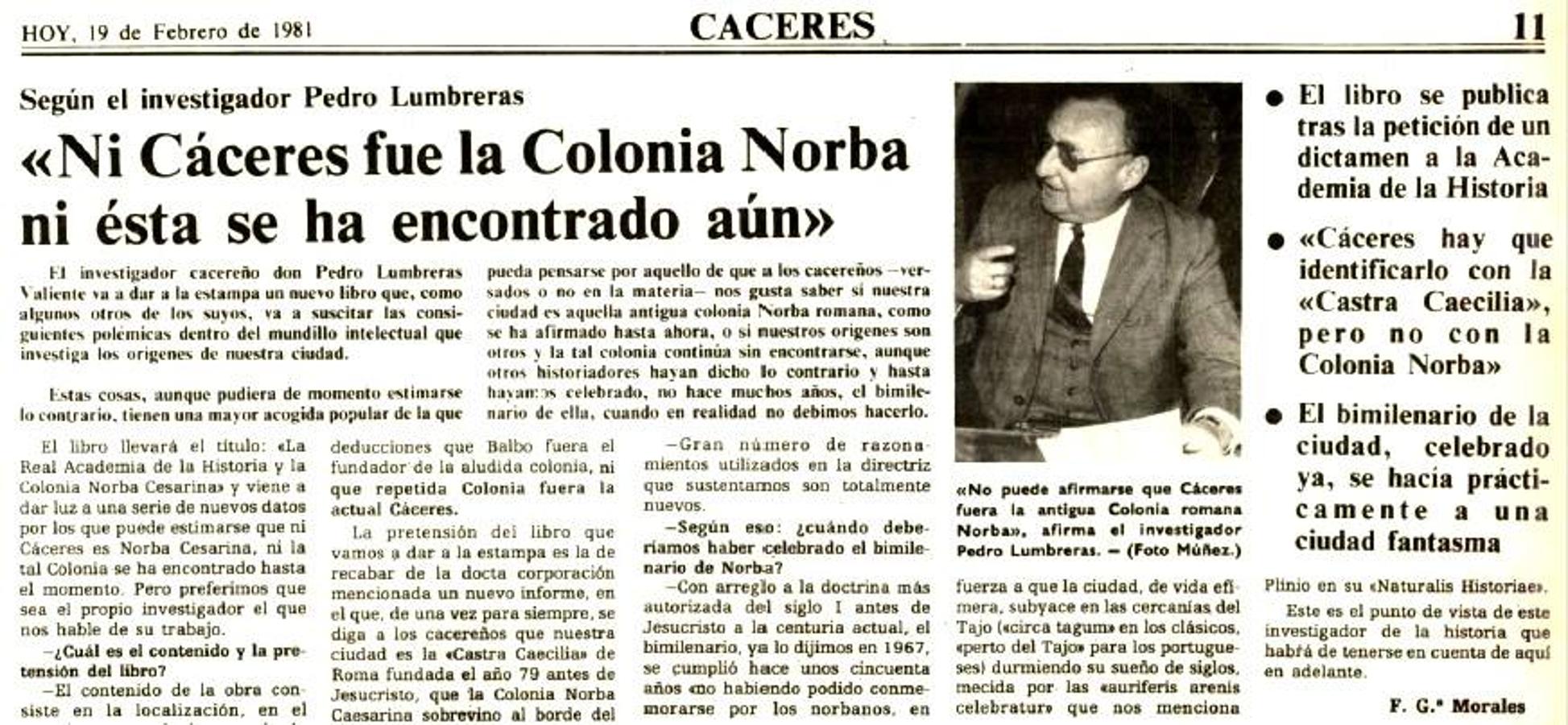 Se cumplen 50 años del polémico bimilenario de Cáceres