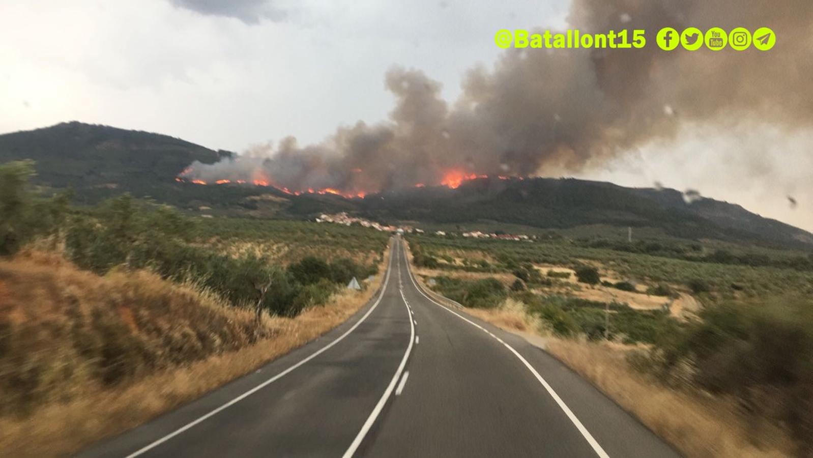 Incendio forestal en Villanueva de la Sierra