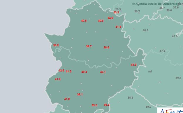 Badajoz registra 42,9 grados, la temperatura más alta de la región