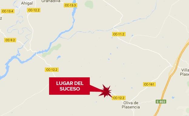 Dos ancianos heridos en una salida de vía en Oliva de Plasencia