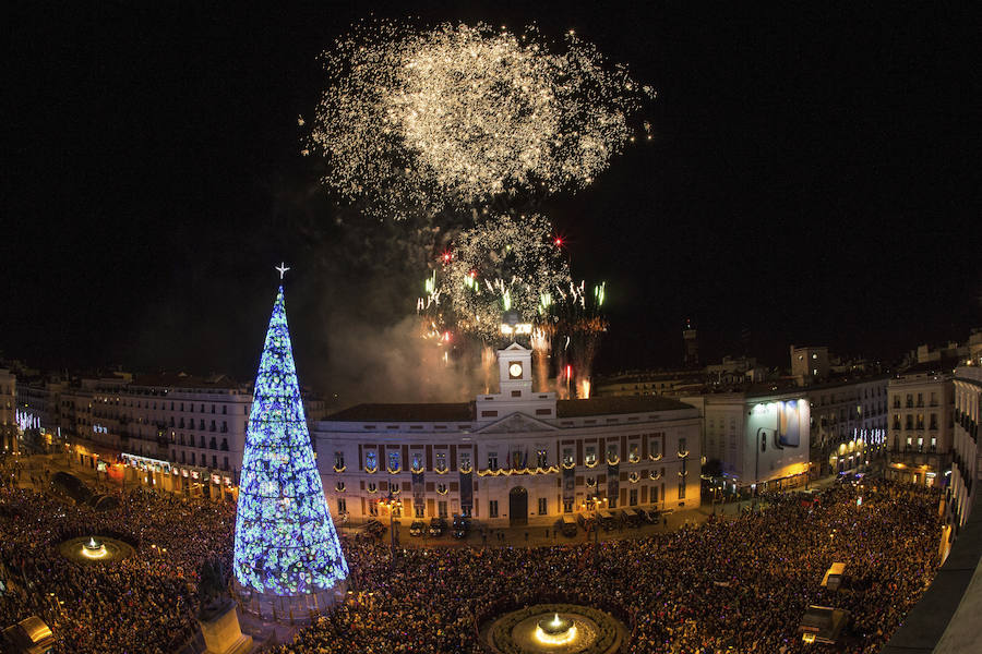 Brindis por el 2018 en la Puerta del Sol de Madrid