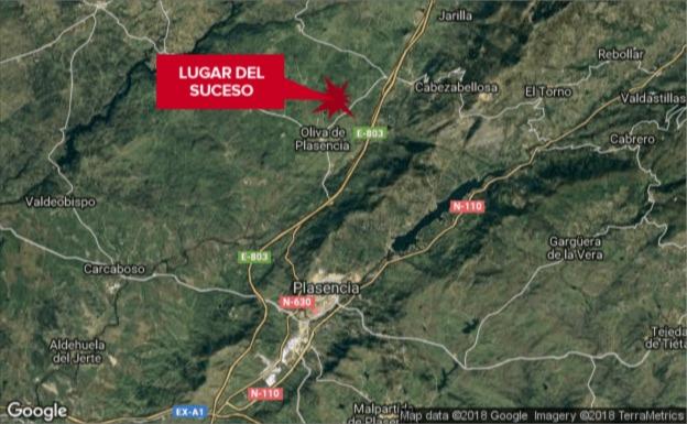 Dos heridos al salirse de la carretera una furgoneta cerca de Oliva de Plasencia