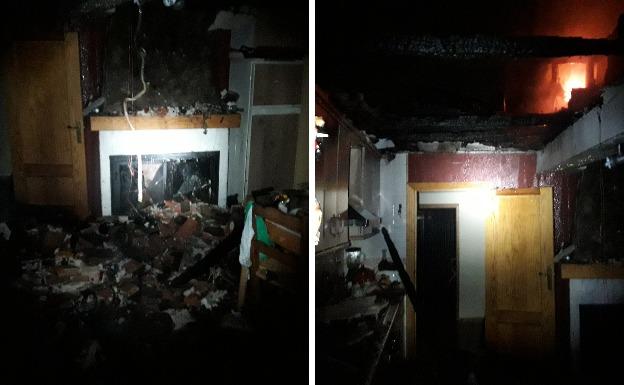 Un incendio en Cuacos de Yuste afecta a tres viviendas