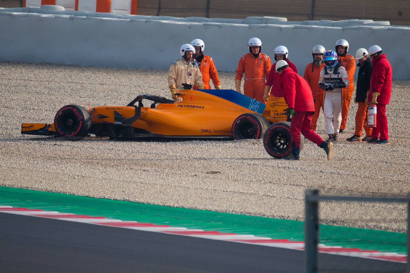 Fernando Alonso, en el test de Barcelona