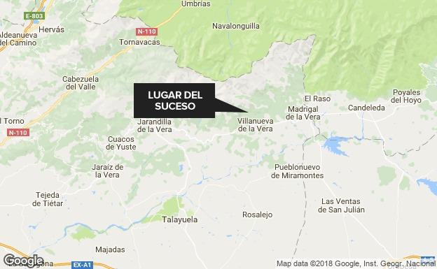 Vecinos evacuan a dos ancianos de su vivienda en Valverde de la Vera tras un incendio