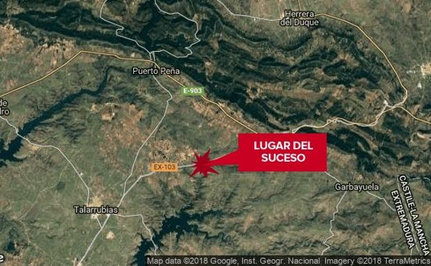 Herido un hombre tras salirse de la vía y volcar con su coche en Talarrubias