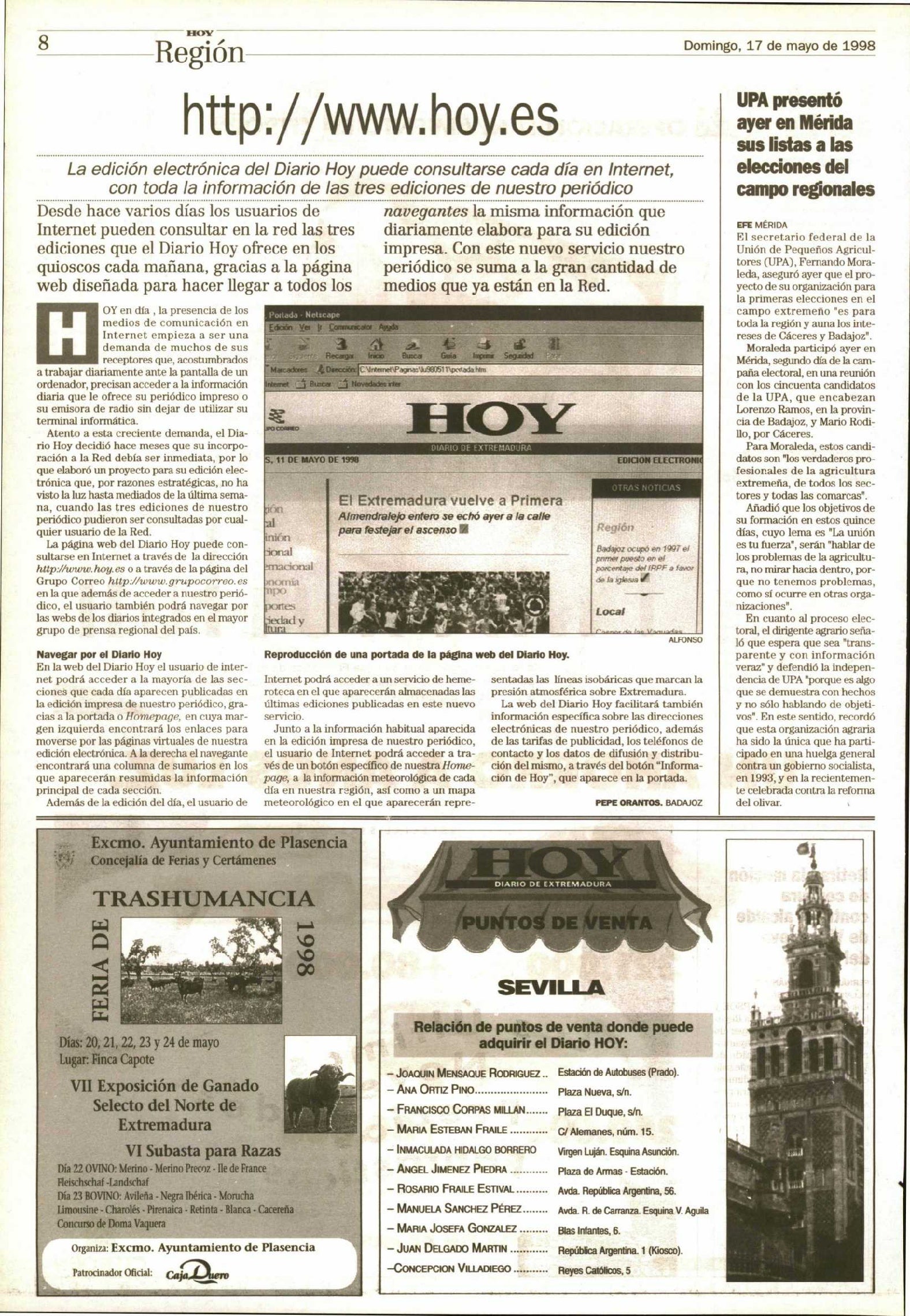 Evolución de HOY.es desde 1998 hasta 2018