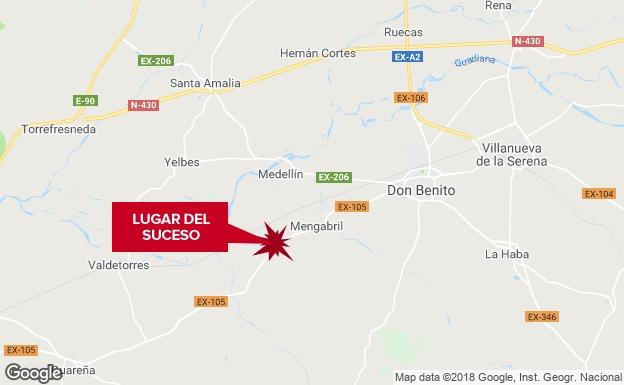 Cuatro jóvenes resultan heridos en un accidente de tráfico cerca de Mengabril