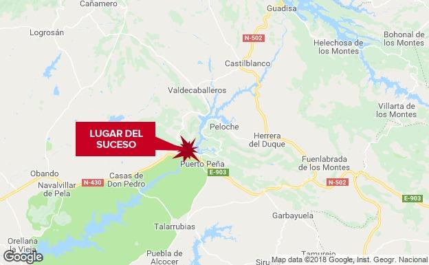 Herido un varón de 66 años en una salida de vía en la carretera de Puerto Peña a Valdecaballeros