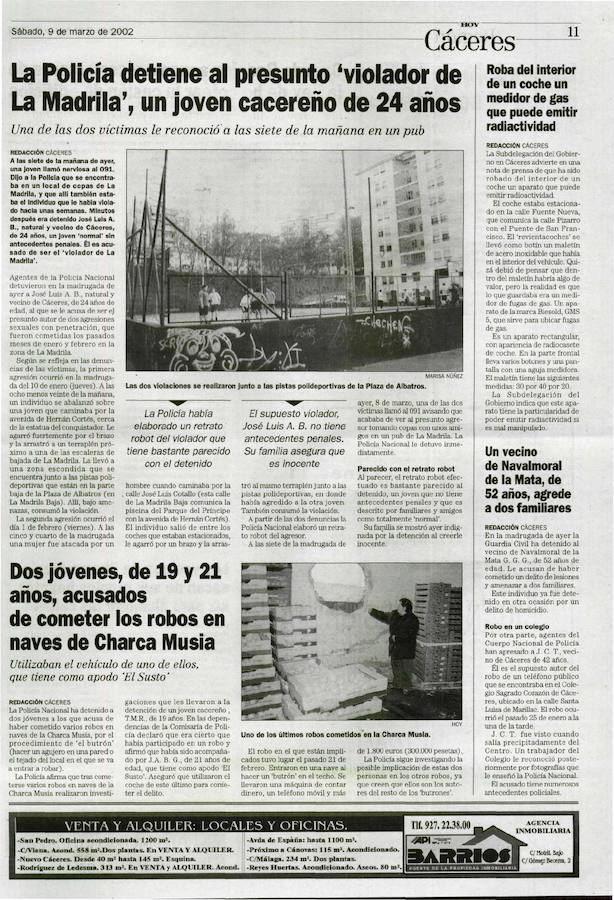 Así contó HOY el caso del 'violador de la Madrila' en Cáceres