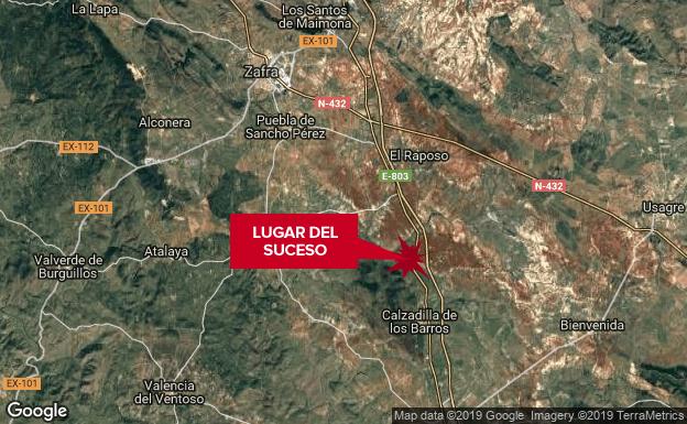 Herida una mujer de 45 años en una salida de vía cerca de Calzadilla de los Barros