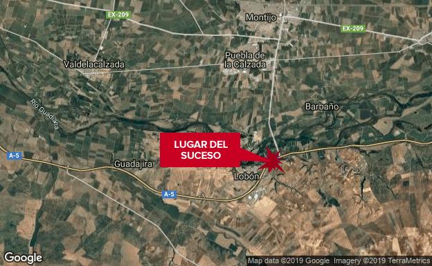 Herido leve tras una salida de vía de una furgoneta en la A-5, a la altura de Lobón
