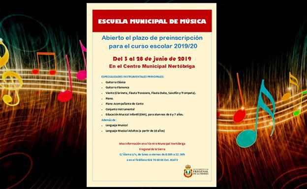 Abiertas las preinscripciones para la escuela de música de Fregenal