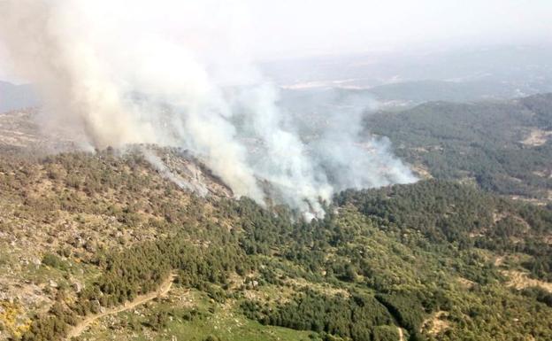 Castilla y León solicita a la UME en el incendio de El Arenal en el que intervienen medios extremeños