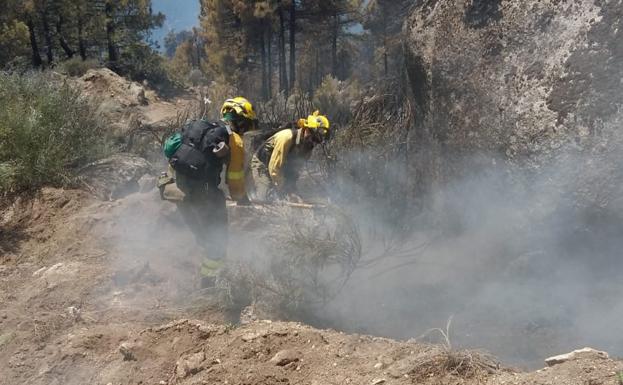 Efectivos extremeños continúan trabajando en la extinción del incendio forestal de Ávila