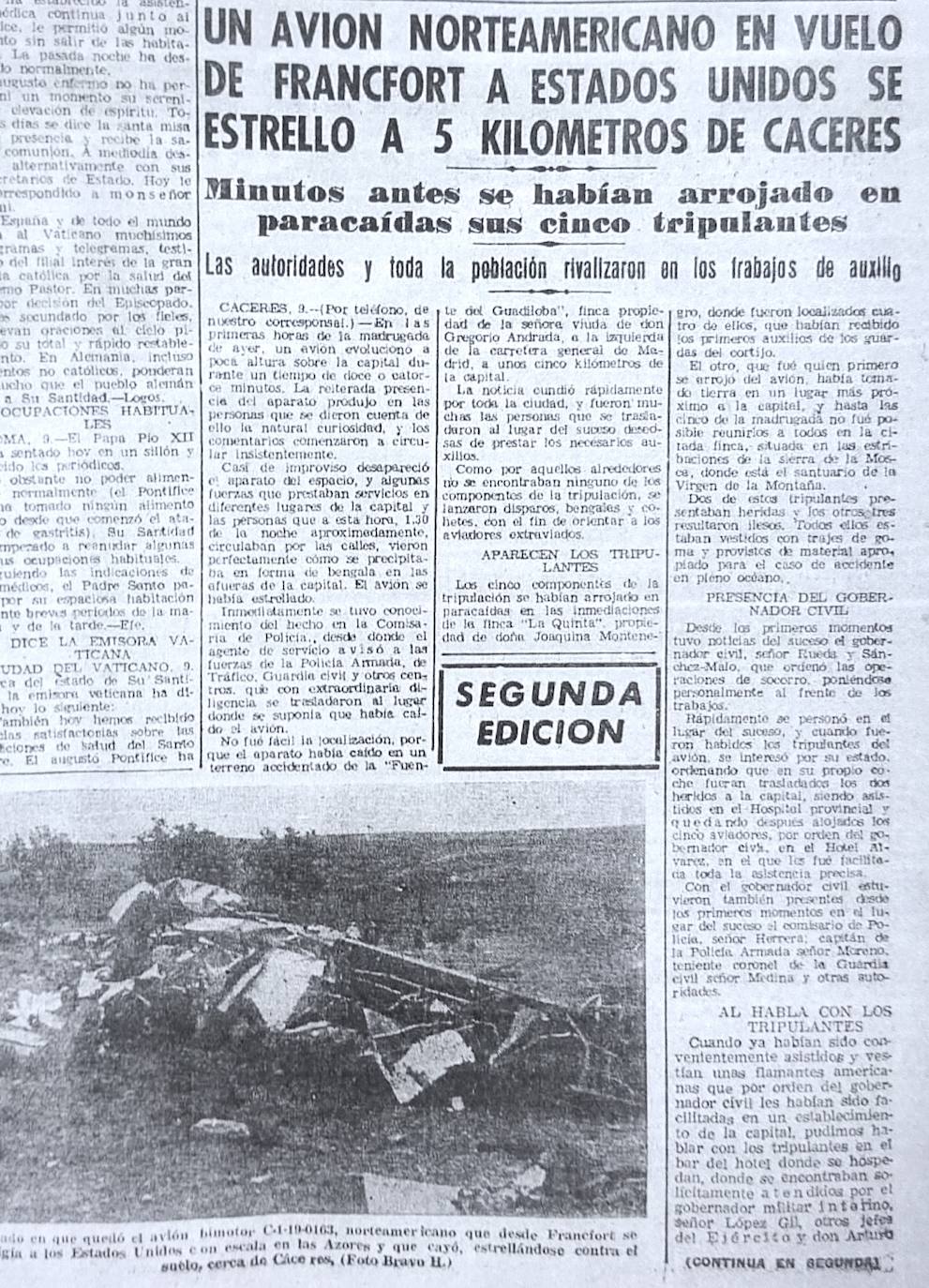 Desde la moto de papel: 'Los que se iban 'a forrar' con el avión yanqui que se estrelló en Cáceres'