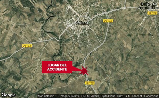 Un hombre resulta herido grave en una salida de vía en Ahigal