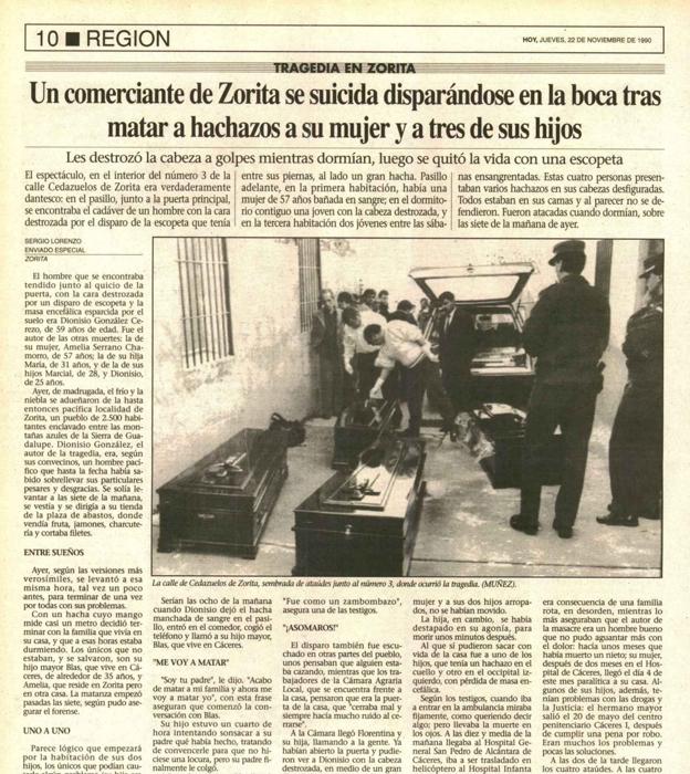 Un suicidio ampliado como el de Zorita, que dejó cinco muertos