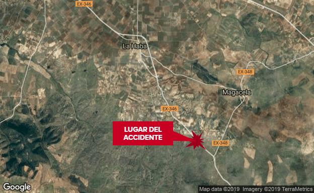 Dos heridos en una salida de vía en la EX-346 a la altura de La Haba