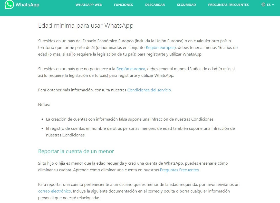 Los menores de 16 años no podrán utilizar WhatsApp Los menores de 16 años no podrán utilizar WhatsApp