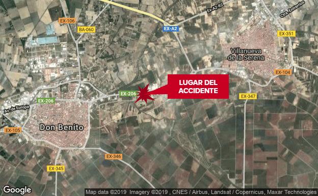 Dos heridos en una colisión entre dos coches en Don Benito