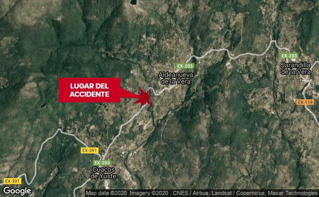 Un hombre de 55 años, herido tras una salida de vía a dos kilómetros de Aldeanueva de la Vera