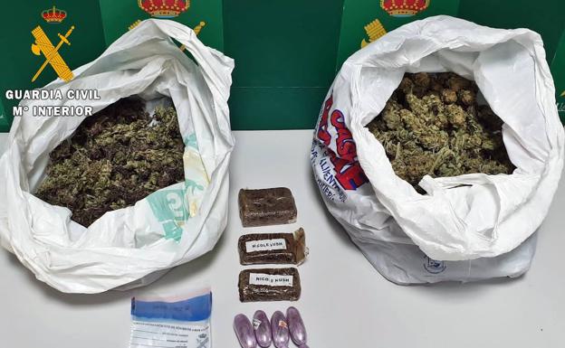 Dos detenidos en la A-66 con marihuana y hachís ocultos en una maleta