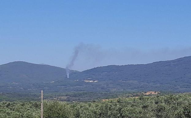 Medios del Infoex trabajan en la extinción de un incendio en Torre de Don Miguel