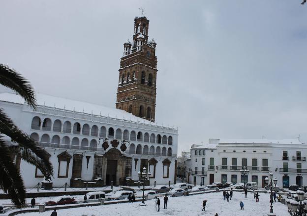 Nevada intensa de madrugada en Llerena