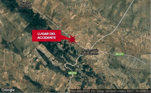 Herido un hombre de 37 años en una salida de vía en Monterrubio de la Serena