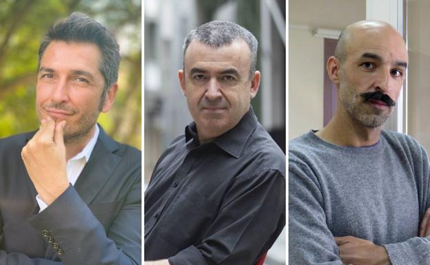 Carlos del Amor, Lorenzo Silva y Jesús Carrasco, en la Feria del Libro de Badajoz