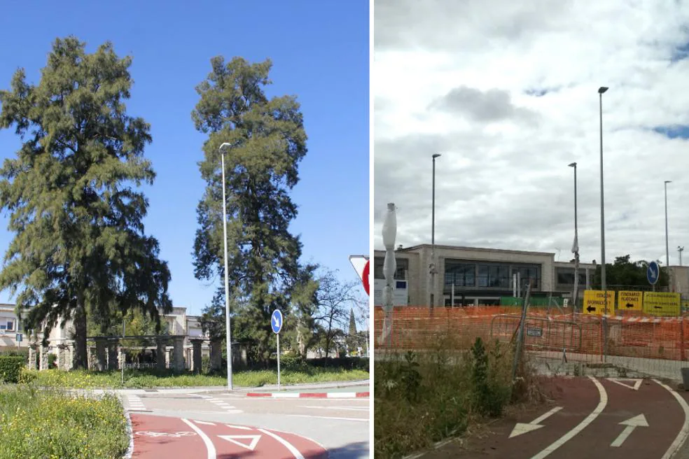 Antes y ahora. Ya no están las casuarinas d ela estación./ J. REY