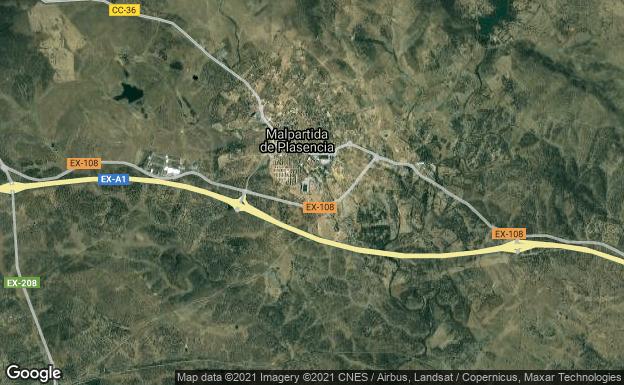 Dos heridos tras una colisión en la EX-108, cerca de Malpartida de Plasencia