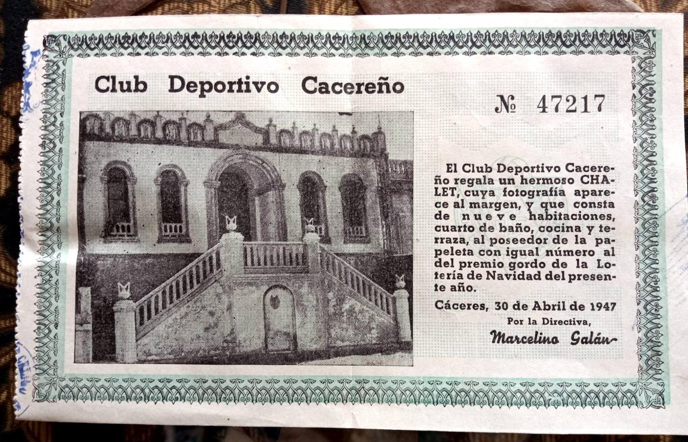 Cuando el Club Deportivo Cacereño rifó un chalet en 1947