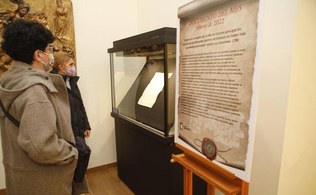 Documento del mes de febrero en el Palacio de la Isla. 