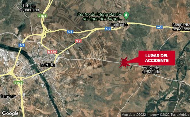 Cinco heridos tras un accidente múltiple cerca de Valverde de Mérida