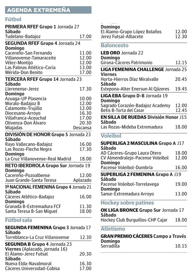 Consulta la agenda deportiva extremeña de este fin de semana