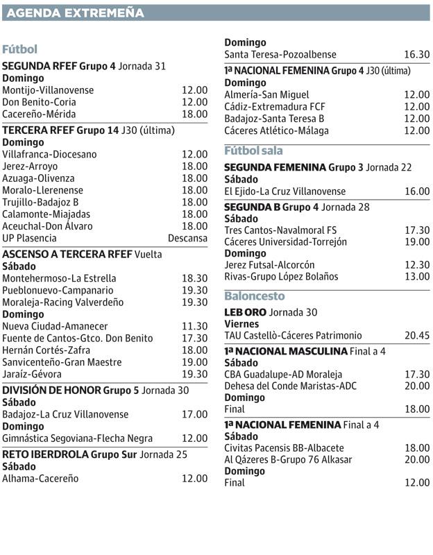 Consulta la agenda deportiva extremeña de este fin de semana