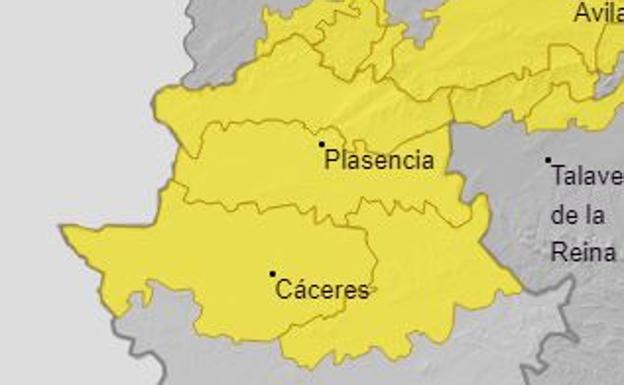 Media Extremadura estará en alerta amarilla por lluvias lunes y martes