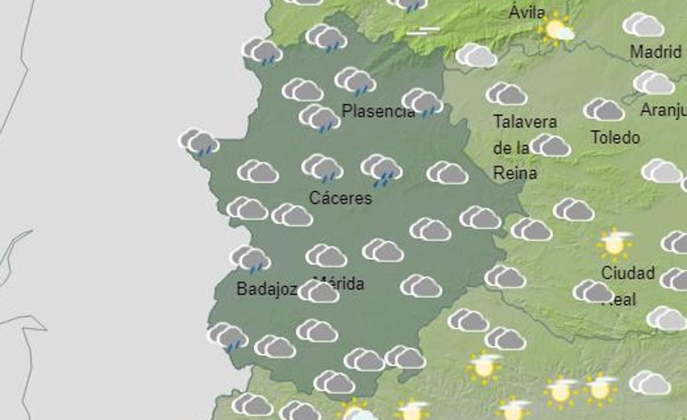 Lluvia para este jueves en Extremadura y temperaturas por debajo de 20 grados