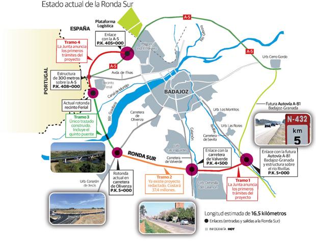 Plano completo de la Rotonda Sud con el tramo terminado y el pendiente de terminar. 