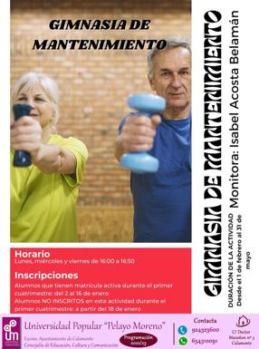 Gimnasia de Mantenimiento en la Universidad Popular