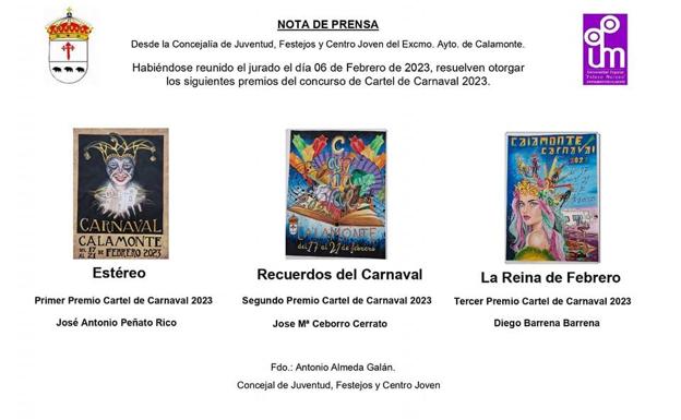 Premiados en el concurso del Cartel de Carnaval 2023