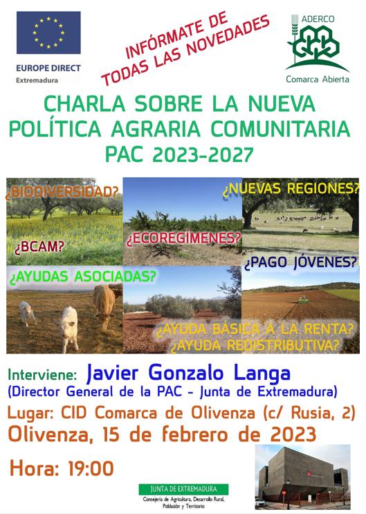 ADERCO y el CEIPREX celebran hoy en Olivenza una charla sobre la nueva PAC 2023-2027