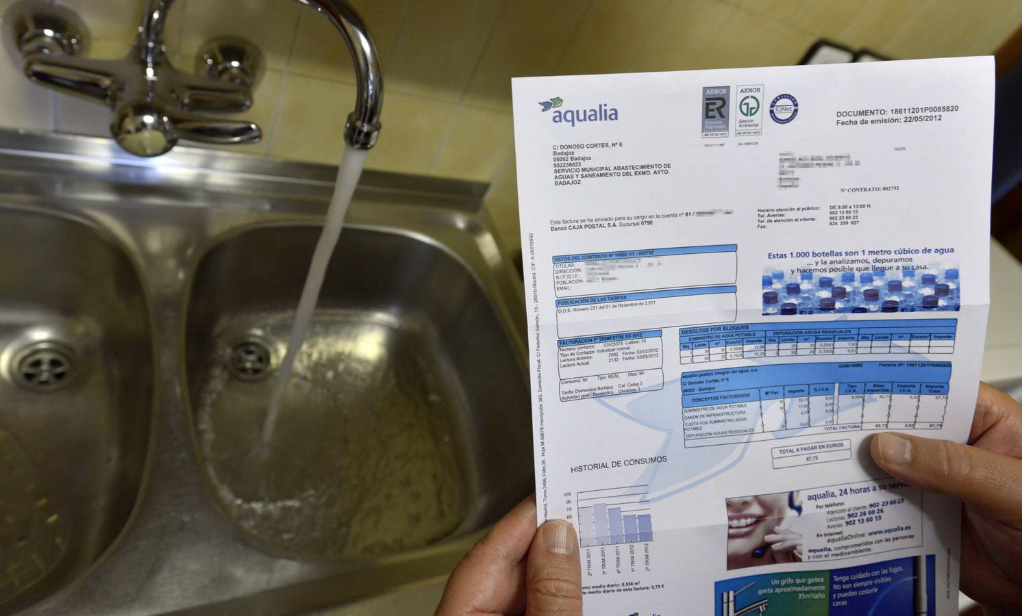 Cinco documentos para recuperar 40 euros del canon del agua