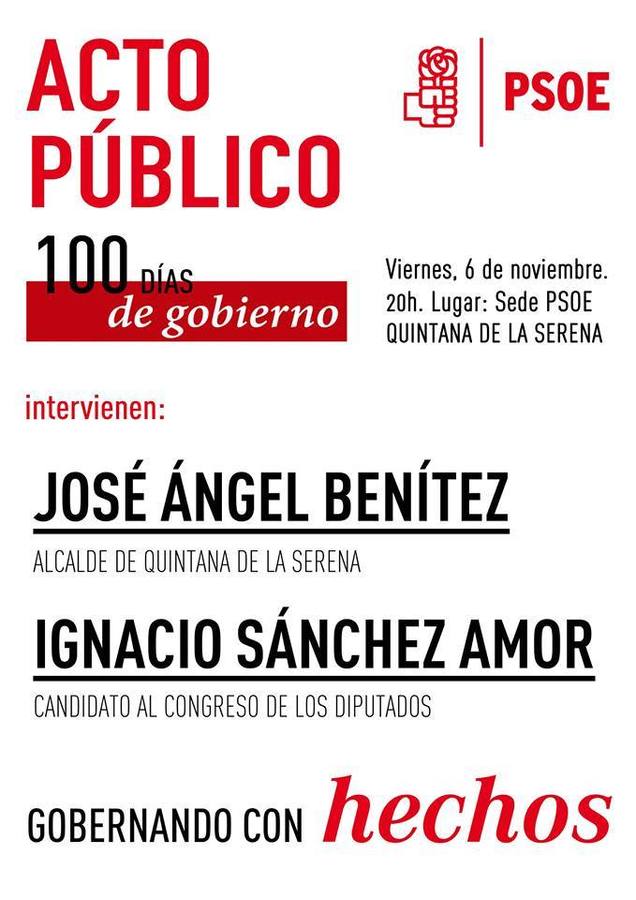 El PSOE organiza un acto público para dar a conocer la acción explicativa 100 días de gobierno