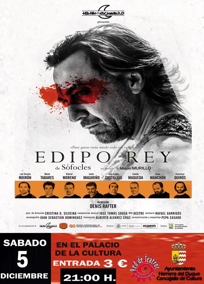 "EDIPO REY" en el Palacio de la Cultura el próximo sábado