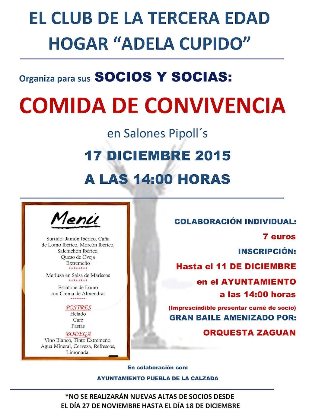 Ya está abierto el plazo de inscripción para la comida de mayores